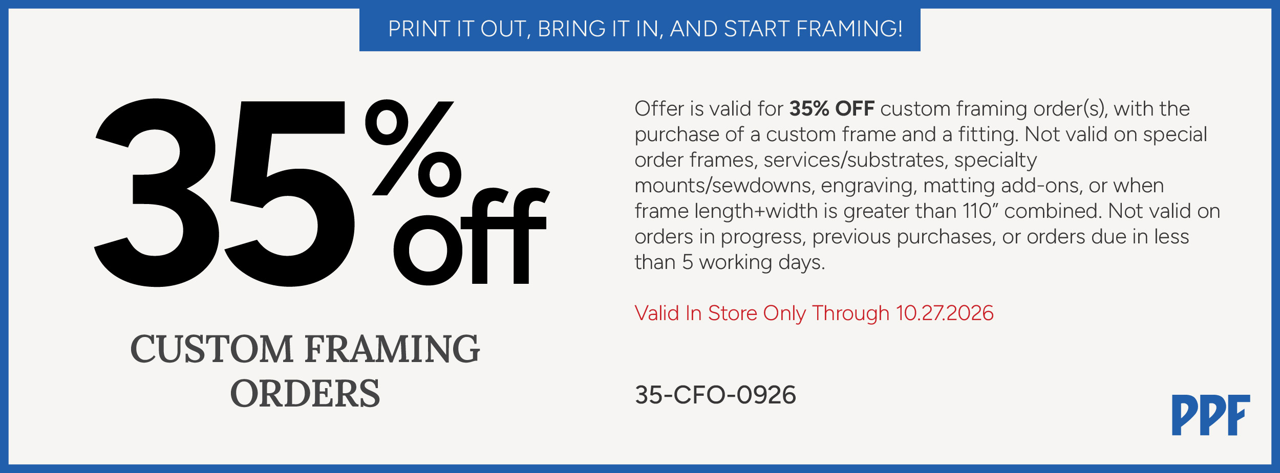 35 Percent Off Custom Framing Orders Coupon